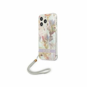 Guess case for iPhone 13 Pro Max 6,7" GUHCP13XHFLSU purple hard case Flower Strap