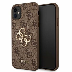 Guess case for iPhone 11 GUHCN614GMGBR brown hard case 4G Big Metal Logo