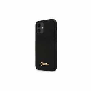 Guess case for iPhone 12 mini 5,4" GUHCP12SLSLMGBK black hard case Silicone Script Gold Logo