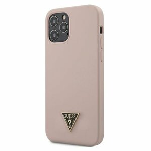 Guess case for iPhone 12 Mini 5,4" GUHCP12SLSTMLP light pink hard case Silicone Triangle Logo