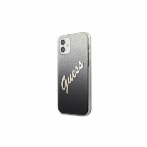 Guess case for iPhone 12 mini 5,4" GUHCP12SPCUGLSBK black hard case Glitter Gradient Script