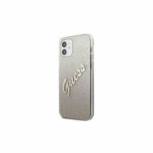 Guess case for iPhone 12 mini 5,4" GUHCP12SPCUGLSGO gold hard case Glitter Gradient Script