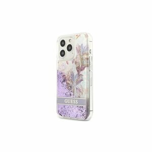 Guess case for iPhone 13 Pro GUHCP13LLFLSU purple hard case Glitter Flower