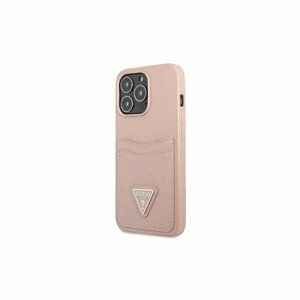 Guess case for IPhone 13 Pro 6,1" GUHCP13LPSATPP hard case pink Saffiano Double Card Triangle