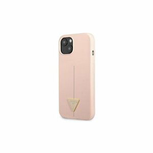 Guess case for iPhone 13 GUHCP13MSLTGP pink hard case Silicone Triangle Logo