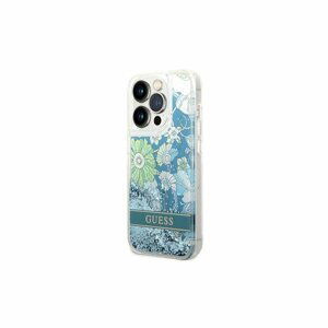 Guess case for iPhone 14 Pro 6,1" GUHCP14LLFLSN green hardcase Flower Liquid Glitter