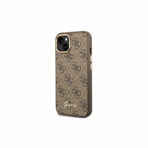 Guess case for iPhone 14 Plus 6,7" GUHCP14MHG4SHW brown HC PC/TPU 4G PU Metal Outline Script