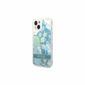 Guess case for iPhone 14 Plus 6,7" GUHCP14MLFLSN green hardcase Flower Liquid Glitter