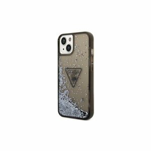 Puzdro Guess PC/TPU Liquid Glitter Triangle Logo iPhone 14 Pro Max - čierne