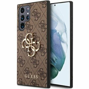 Guess case for Samsung Galaxy S23 Ultra GUHCS23L4GMGBR brown hardcase 4G Big Metal Logo