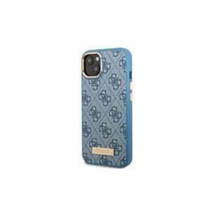 Guess case for iPhone 13 Pro 6,1" GUHMP13LU4GPRB blue HC Magsafe 4G PU  Logo Plate