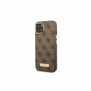 Guess case for iPhone 13 Pro 6,1" GUHMP13LU4GPRW brown HC Magsafe 4G PU  Logo Plate