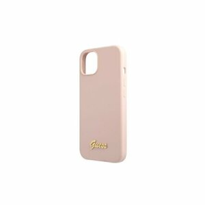 Guess case for iPhone 13 Pro Max 6,7" GUHMP13XLSLMGLP light pink hard case Silicone Script Gol