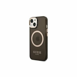 Guess case for iPhone 14 Pro 6,1" GUHMP14LHTCMK black HC Magsafe Gold Outline Translucent