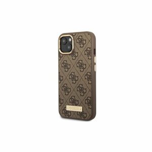 Guess case for iPhone 14 Pro 6,1" GUHMP14LU4GPRW brown HC Magsafe 4G PU Logo Plate