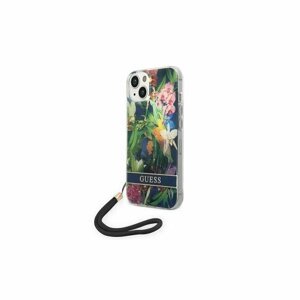 Guess case for iPhone 14 Pro 6,1" GUOHCP14LHFLSB blue HC PC/TPU Flower Cord