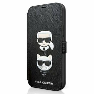 Puzdro Karl Lagerfeld iPhone 12 Mini KLFLBKP12SSAKICKCBK black book case Saffiano Karl