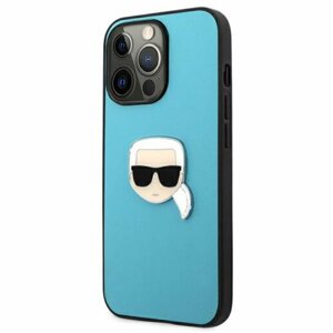 Puzdro Karl Lagerfeld iPhone 13 / 13 Pro KLHCP13LPKMB hardcase blue Leather Ikonik Karl