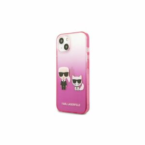 Puzdro Karl Lagerfeld iPhone 13 KLHCP13MTGKCP pink hard case Karl & Choupette Head Gradient