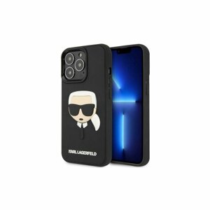 Puzdro Karl Lagerfeld iPhone 14 Pro KLHCP14LKH3DBK black hardcase 3D Rubber Karl`s Head