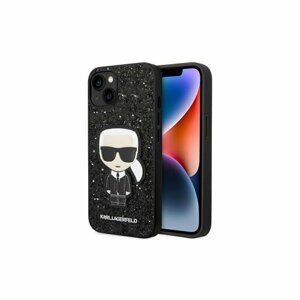 Puzdro Karl Lagerfeld Glitter Flakes Ikonik iPhone 14 - čierne