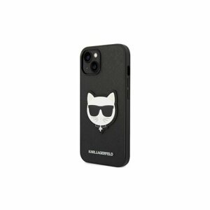 Puzdro Karl Lagerfeld iPhone 14 KLHCP14SSAPCHK black PU Saffiano case with Choupette He