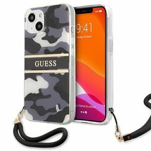 Guess case for iPhone 13 Pro / 13 6,1" GUHCP13LKCABBK black hard case Camo Strap Collection