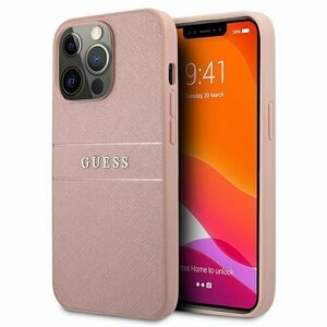 Guess case for iPhone 13 Pro Max 6,7" GUHCP13XPSASBPI pink hard case Saffiano Stripe