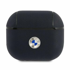 BMW etui for AirPods 3 BMA3SSLNA navy blue Geniune Leather Silver Logo