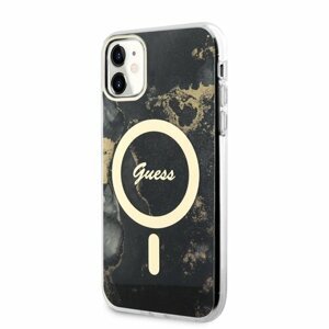 Guess Marble IML MagSafe Kompatibilní Zadní Kryt pro iPhone 11 Black