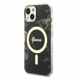 Guess Marble IML MagSafe Kompatibilní Zadní Kryt pro iPhone 13 Black