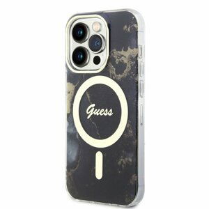 Guess Marble IML MagSafe Kompatibilní Zadní Kryt pro iPhone 13 Pro Black