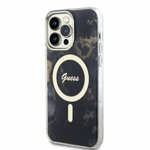 Guess Marble IML MagSafe Kompatibilní Zadní Kryt pro iPhone 13 Pro Max Black