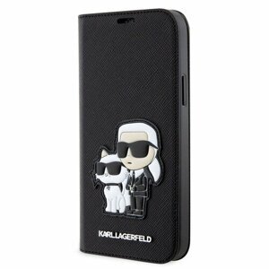 Karl Lagerfeld PU Saffiano Karl and Choupette NFT Book Pouzdro pro iPhone 12/12 Pro Black