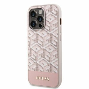 Guess PU G Cube MagSafe Kompatibilní Zadní Kryt pro iPhone 14 Pro Pink