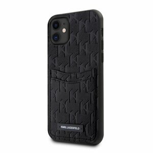 Karl Lagerfeld Saffiano Monogram Card Slot Zadní Kryt pro iPhone 11 Black