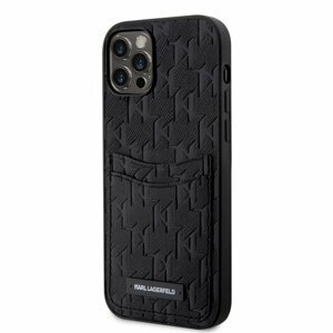 Karl Lagerfeld Saffiano Monogram Card Slot Zadní Kryt pro iPhone 12/12 Pro Black