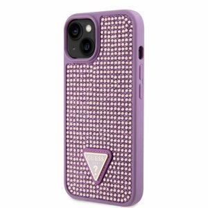 Guess Rhinestones Triangle Metal Logo Kryt pro iPhone 14 Purple