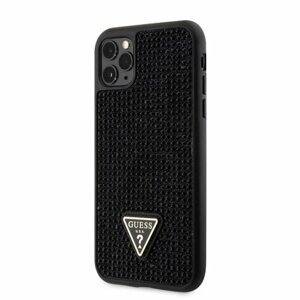 Guess Rhinestones Triangle Metal Logo Kryt pro iPhone 11 Pro Black