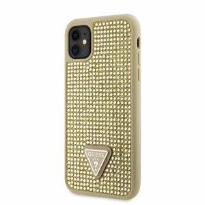 Guess Rhinestones Triangle Metal Logo Kryt pro iPhone 11 Gold