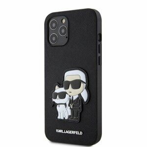 Karl Lagerfeld PU Saffiano Karl and Choupette NFT Zadní Kryt pro iPhone 12 Pro Max Black