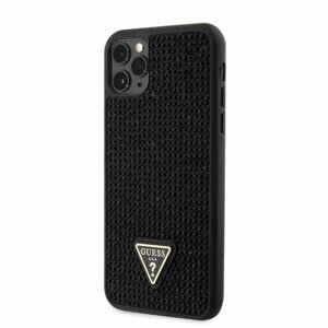 Guess Rhinestones Triangle Metal Logo Kryt pro iPhone 11 Pro Max Black