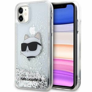 Karl Lagerfeld case for iPhone 11 KLHCN61LNCHCS silver HC Liquid Glitter NFT Choupette Head