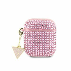 Guess Rhinestones Triangle Metal Logo Pouzdro pro AirPods 1/2 Pink