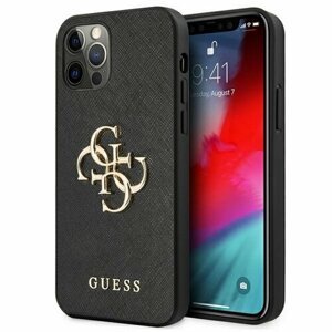 Guess case for iPhone 13 Pro / 13 6,1" GUHCP13LSA4GSBK black hard case Saffiano 4G Metal Logo