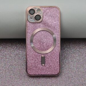 Glitter Chrome Mag case for iPhone 15 6,1" pink