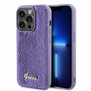 Guess Sequin Script Logo Zadní Kryt pro iPhone 14 Pro Purple