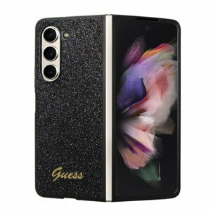 Guess PC/TPU Glitter Flakes Metal Logo Zadní Kryt pro Samsung Galaxy Z Fold 5 Black