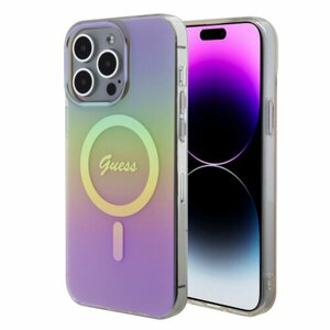 Guess IML Iridescent Script MagSafe Zadní Kryt pro iPhone 15 Pro Pink