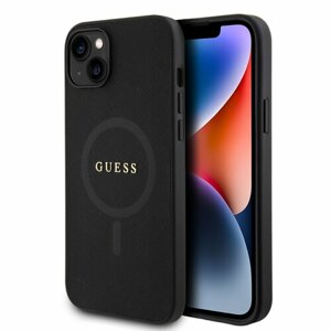 Guess PU Saffiano MagSafe Zadní Kryt pro iPhone 15 Plus Black